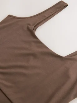 Chocoladebruin - Getailleerde jersey zomerjurk