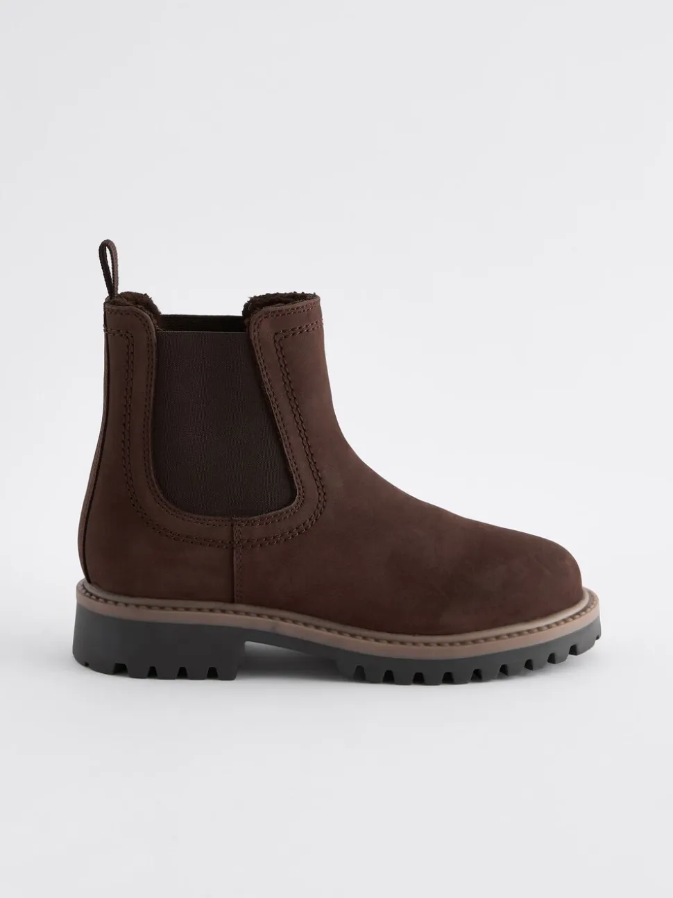 Chocoladebruin - Leren warmgevoerde Chelsea-laarzen