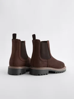 Chocoladebruin - Leren warmgevoerde Chelsea-laarzen