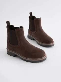 Chocoladebruin - Leren warmgevoerde Chelsea-laarzen