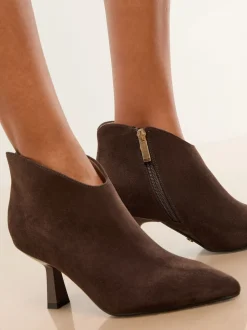 Chocoladebruin - Lipsy Faux Suede Low Heel Ankle Kitten Heels