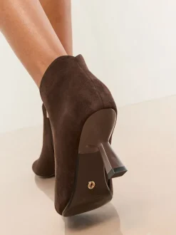 Chocoladebruin - Lipsy Faux Suede Low Heel Ankle Kitten Heels