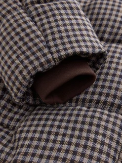 Chocoladebruin - Long Padded Check Longline Coat