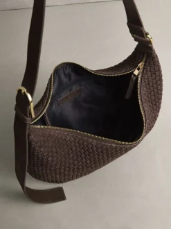 Chocoladebruin - N. Premium Suede Sling Weave Schoudertas