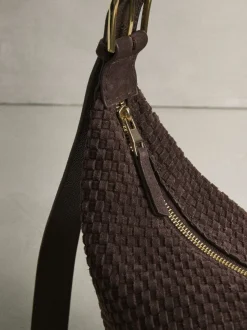Chocoladebruin - N. Premium Suede Sling Weave Schoudertas