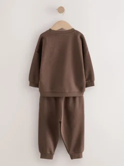 Chocoladebruin - Printed Crew Neck Sweat Top & Joggers Set (3mths-7yrs)