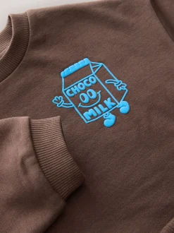Chocoladebruin - Printed Crew Neck Sweat Top & Joggers Set (3mths-7yrs)