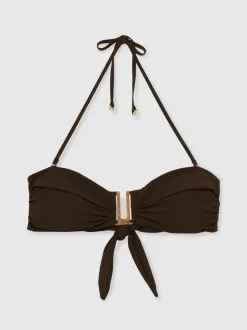 Chocoladebruin - Reiss Carina Removable-Strap Bandeau Bikini Top