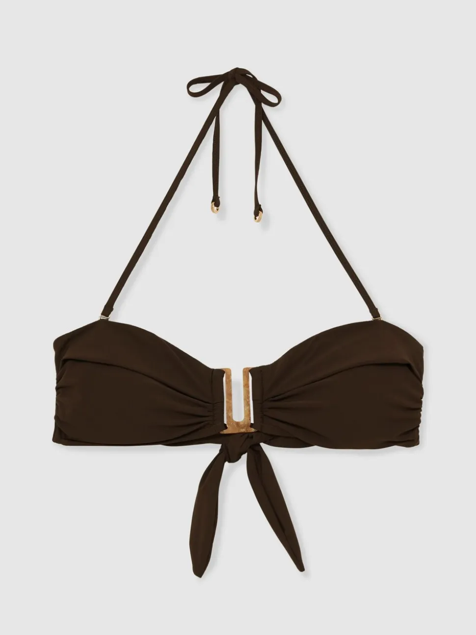 Chocoladebruin - Reiss Carina Removable-Strap Bandeau Bikini Top