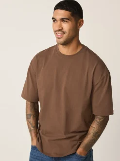 Chocoladebruin - Relaxed fit - Zwaar T-shirt