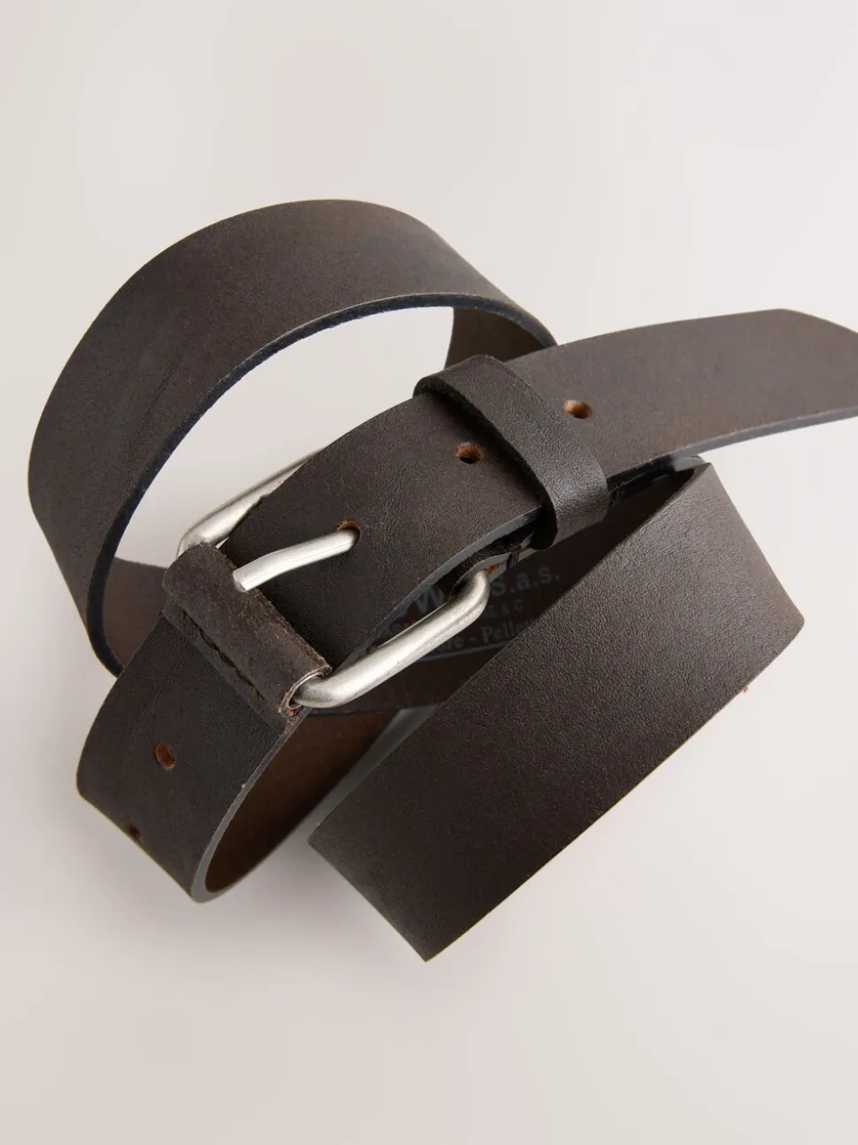 Chocoladebruin - Roller Tab Casual Leather Belt
