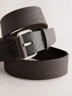Chocoladebruin - Roller Tab Casual Leather Belt