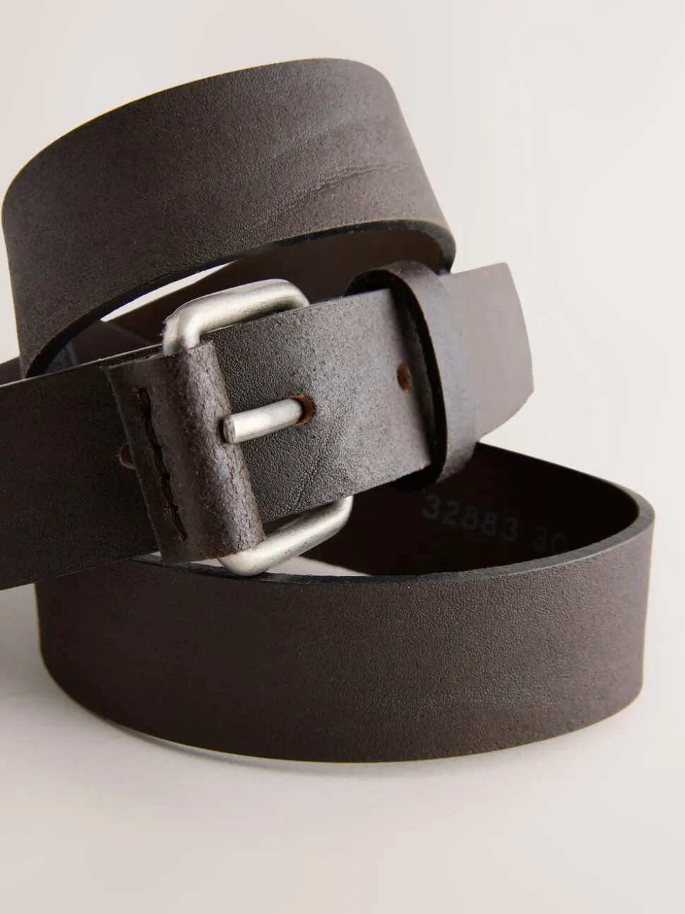 Chocoladebruin - Roller Tab Casual Leather Belt