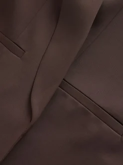 Chocoladebruin - Ruimvallend blazer met gerimpelde mouwen