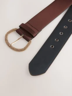 Chocoladebruin - Satin Belt with Diamante Buckle