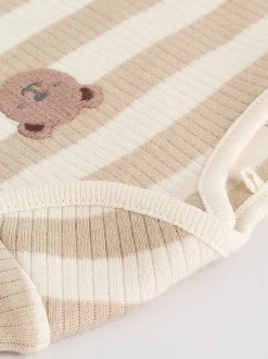 Chocoladebruin - Set van 5 babyrompertjes met korte mouwen