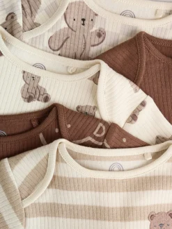 Chocoladebruin - Set van 5 babyrompertjes met korte mouwen