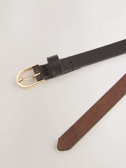 Chocoladebruin - Smalle leren riem