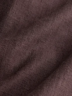 Chocoladebruin - Smart Front Linen Blend Wide Leg Trousers