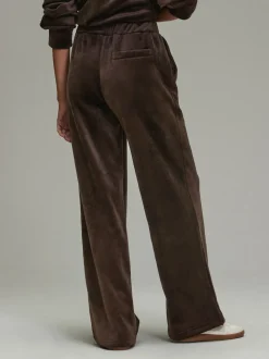 Chocoladebruin - Soft Feel Cord Wide Leg Trousers
