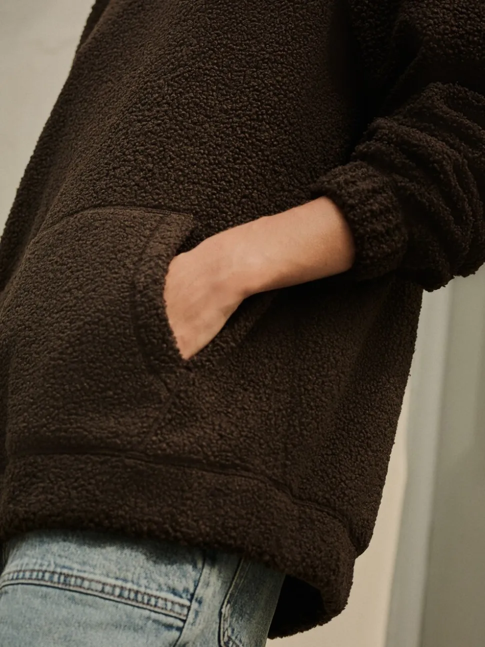 Chocoladebruin - Soft Teddy Borg Longsleeve Hoodie