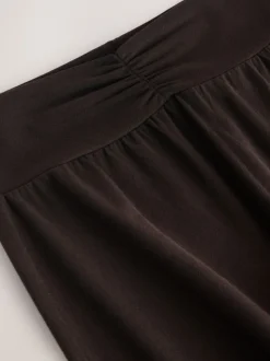 Chocoladebruin - Soft Touch Rib Ruched Flare Leggings