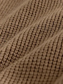 Chocoladebruin - Textured Knitted Zip Neck Jumper (3-16yrs)
