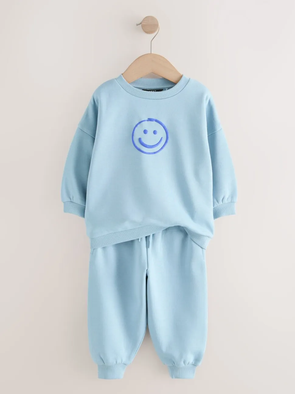 Chocoladebruin en blauw - Printed Crew Neck Sweat Top & Joggers Set (3mths-7yrs)