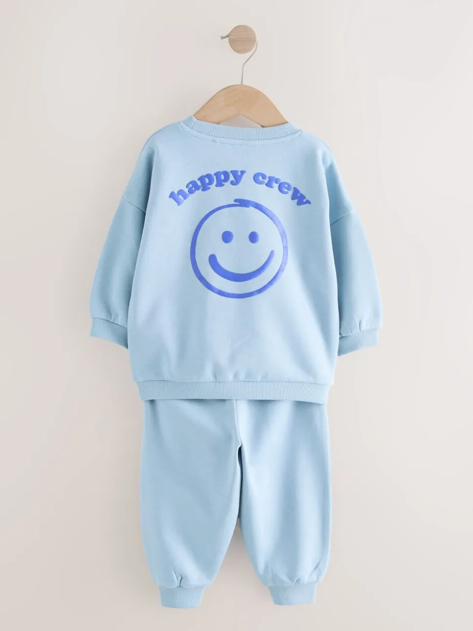 Chocoladebruin en blauw - Printed Crew Neck Sweat Top & Joggers Set (3mths-7yrs)