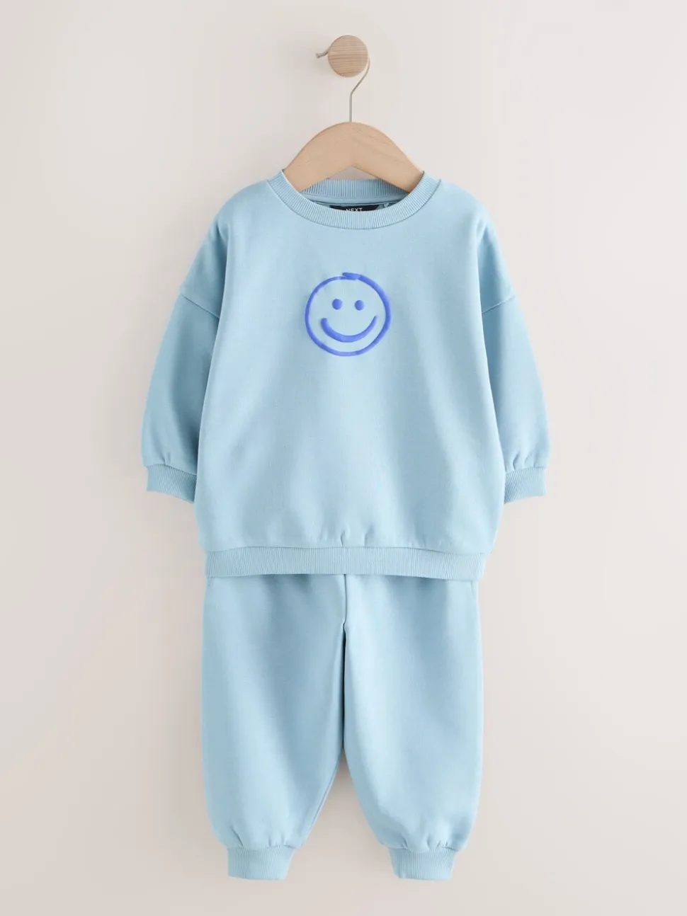 Chocoladebruin en blauw - Printed Crew Neck Sweat Top & Joggers Set (3mths-7yrs)