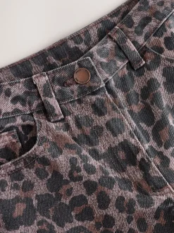 Chocoladebruin luipaardmotief - Jeans met wijde pijpen (3-16 jr)