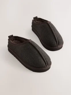 Chocoladebruin met visgraatmotief - Gemakkelijke pantoffelmuiltjes