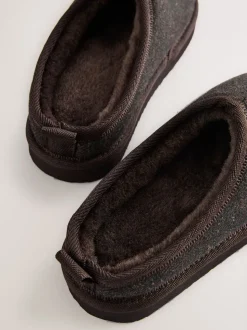 Chocoladebruin met visgraatmotief - Gemakkelijke pantoffelmuiltjes