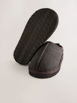 Chocoladebruin met visgraatmotief - Gemakkelijke pantoffelmuiltjes