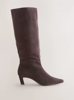 Chocoladebruin suède - Forever Comfort® Knee High Chisel Toe Heeled Boots