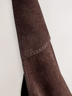 Chocoladebruin suède - Slappe schoudertas