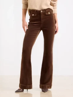 Chocoladebruine corduroy - Lipsy Glam jeans met wijde pijpen