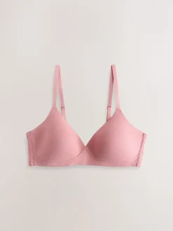Chocoladebruin/Roze/Crème - Katoenmix ultiem comfort beha's verpakking van 3