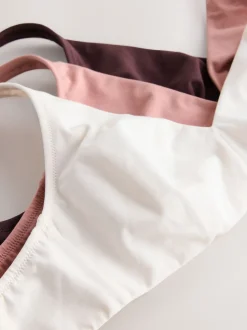Chocoladebruin/Roze/Crème - Katoenmix ultiem comfort beha's verpakking van 3