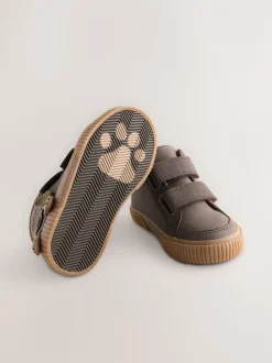 Chocoladekleurig met hondenprint - Hoge schoenen met klittenbandsluiting