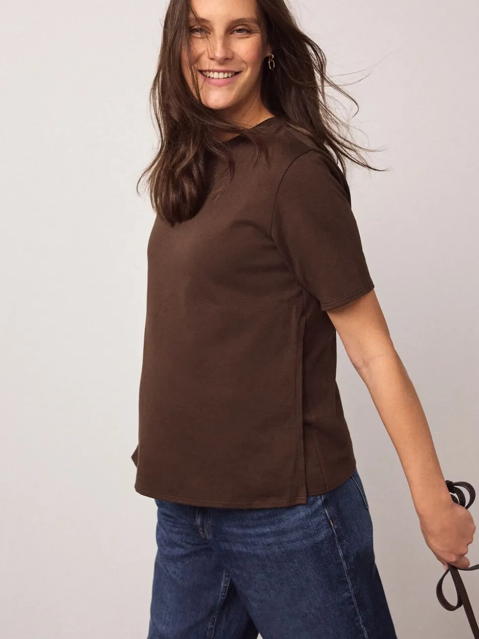 Chocolate Brown and Green Stripe - Maternity Nursing T-Shirts 2 Pack