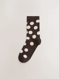 Chocolate Brown/White Spot - Set van 5 paar enkelsokken