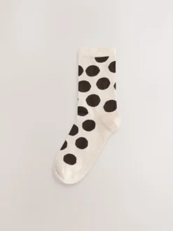 Chocolate Brown/White Spot - Set van 5 paar enkelsokken