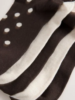 Chocolate Brown/White Spot - Set van 5 paar enkelsokken
