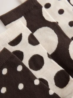 Chocolate Brown/White Spot - Set van 5 paar enkelsokken
