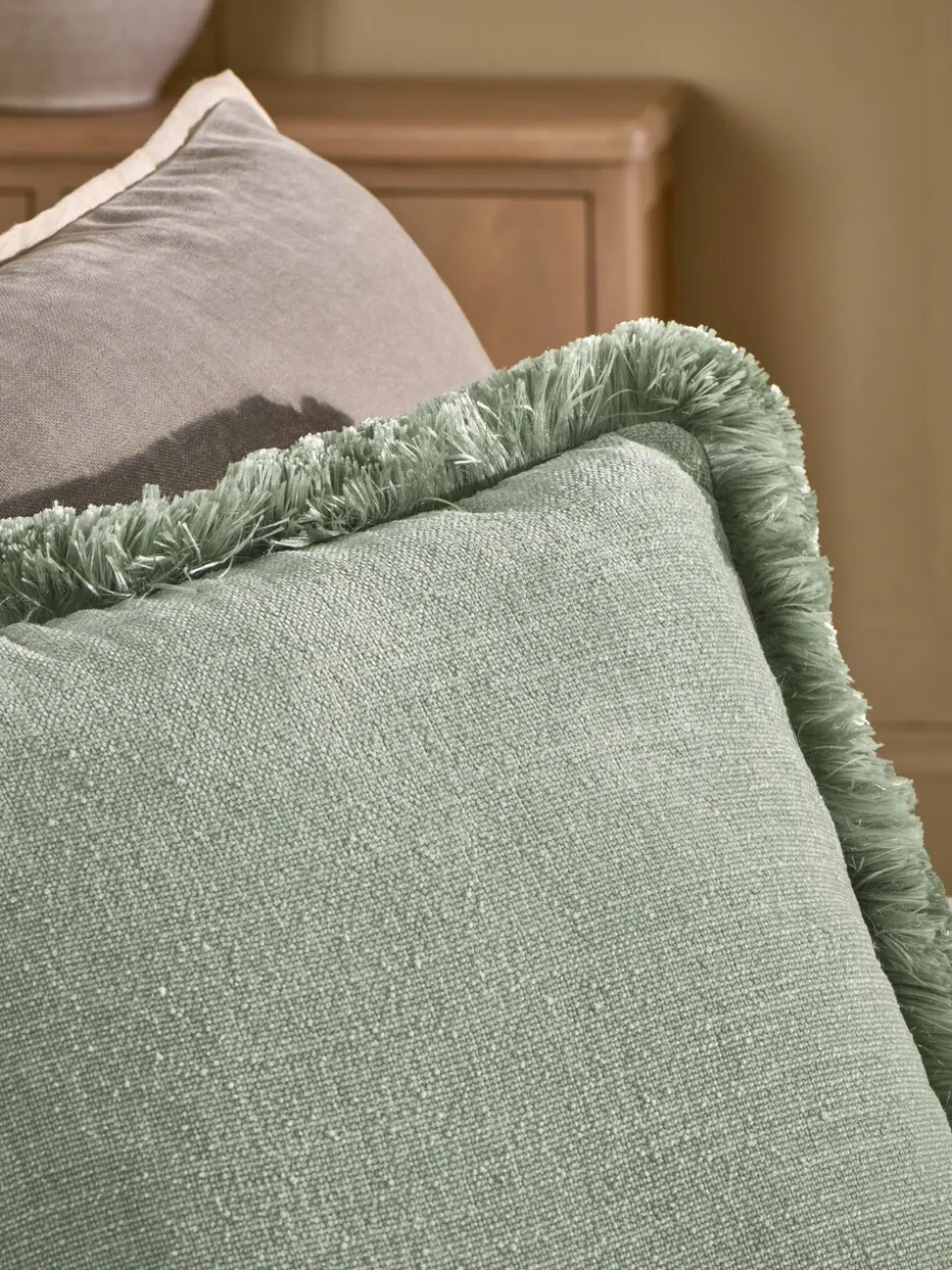 Chunky Fringe Velvet Chenille Cushion