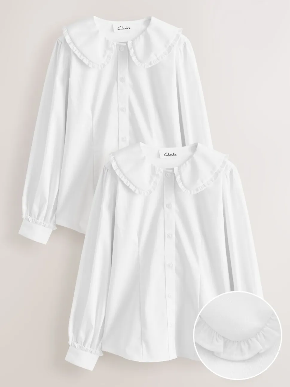 Clarks Kraag Lange Mouw Schoolshirts 2 Pack