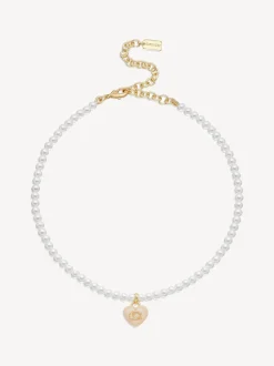 COACH Signature Heart Pearl Choker Necklace