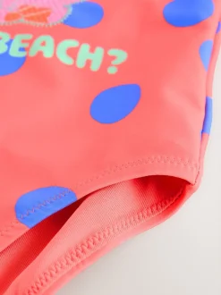 Coral Pink Shell Polka Dot - Badpak (3 mnd-7 jr)