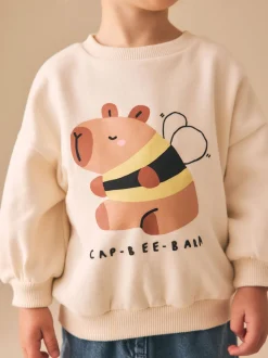 Cream Capybara - Sweatshirt met ronde hals (3 mnd-7 jr)